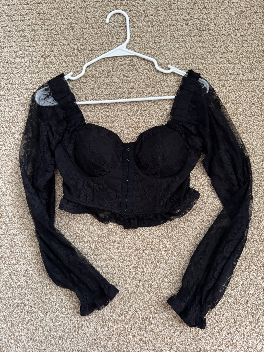 Black Lace Long Sleeve Top